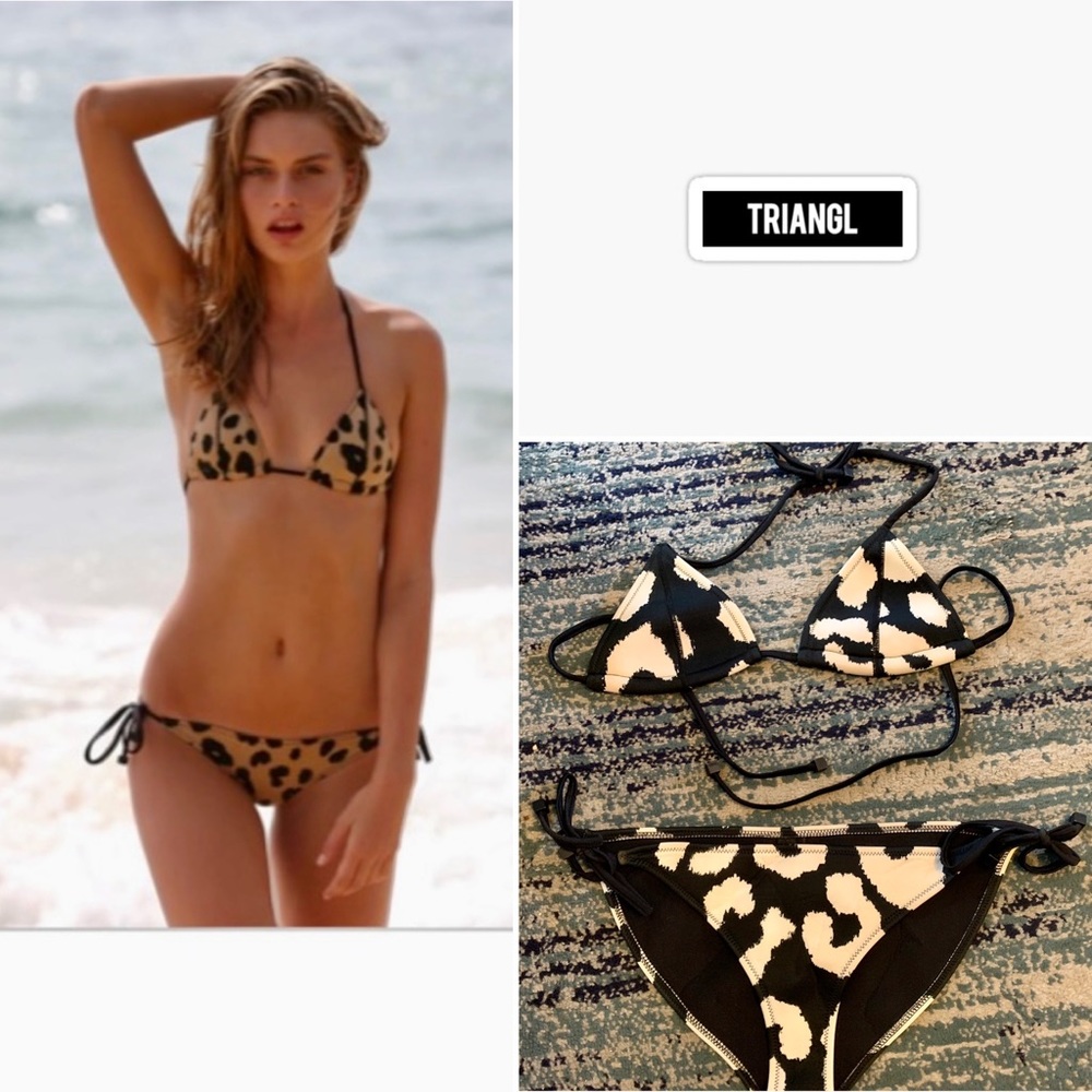 Medium Top Large Bottom White Leopard Triangl Suit